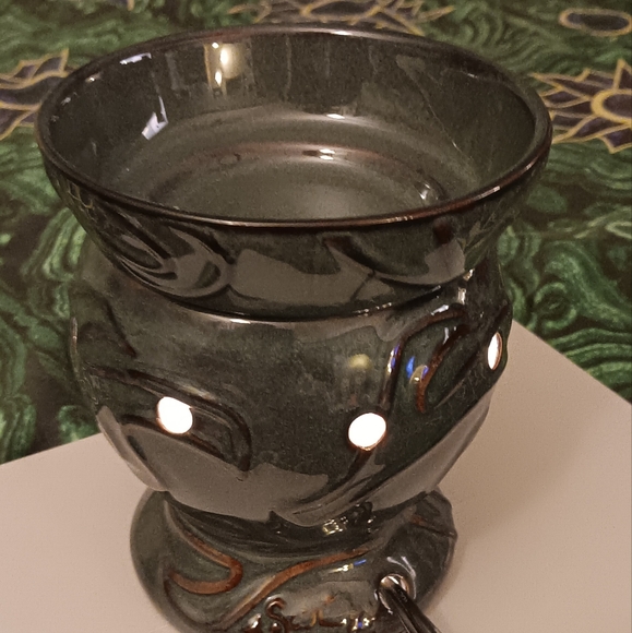 Scentsy Apollo Full Size Warmer Teal Blue Gray Retired With Light Blub - Picture 2 of 7